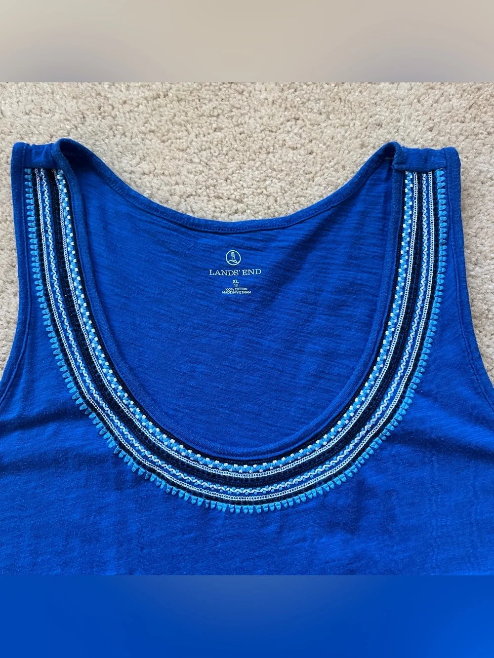 Lands' End Royal Blue Embroidered Sleeveless Swimsuit Cover-up - Size XL - VGUC